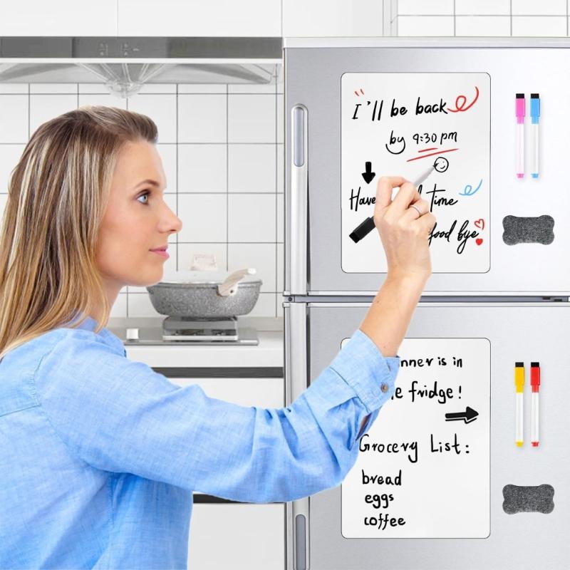 Магнитная белая доска для записей, бумага, легко писать и стирать, магнитная доска для записей для холодильника