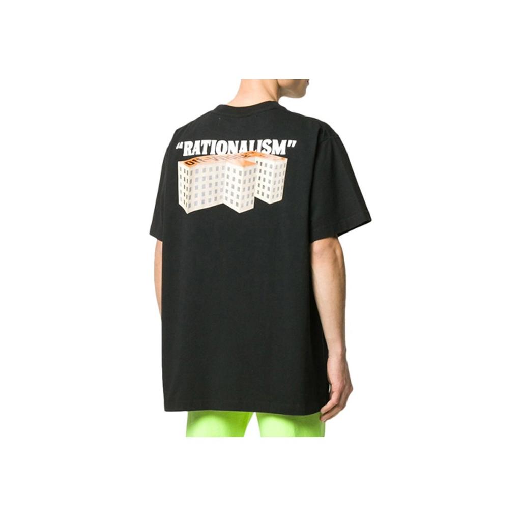 Off-White Футболка с коротким рукавом и логотипом Rationalism, мужские топы, черный OMAA038R201850071088