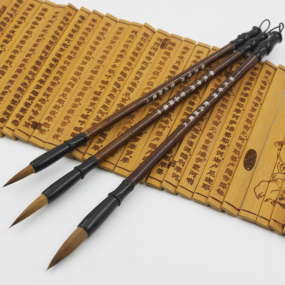 6pcs/set Stationery Student Chinese Calligraphy Brown Weasel Hair Writing Brush Brush Pen