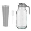 Glass Mason Jar Pitcher with Lid 2 Quart (64oz / 2L) Wide Mouth Leak Proof Water Jug with Filter
