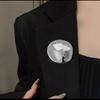 Minimalist Geometric Metal Big Round Brooch Pin Trend Suit Accessories Statement Jewelry for Unisex Men Women