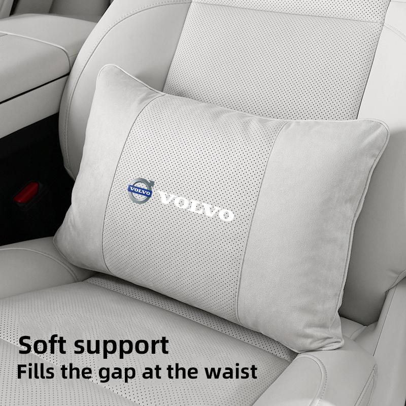 Volvo Car Suede Seat Headrest Cotton Neck Pillow For Volvo V60 V40 XC90 S60 C30 XC60 V70 S90 Rdesign Auto Interior Lumbar Pillo