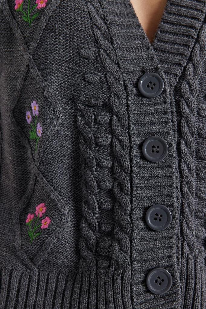 Women's Elegance Style Sweater Stone Flower Embroidery Detailed Knitwear Vest