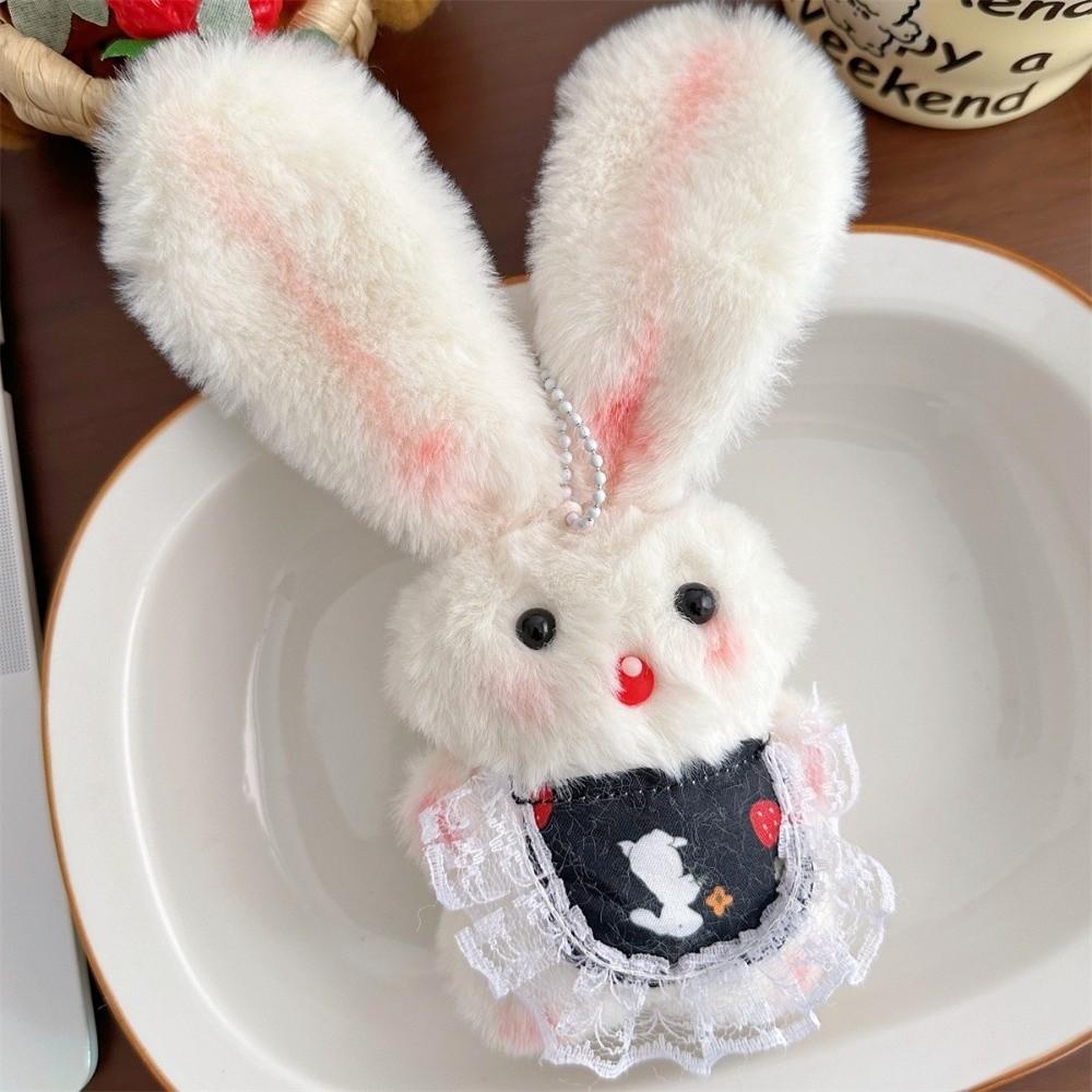 Soft Plush Rabbit Keychain Cute Long-eared Rabbit Pendant Girly Stuffed Keyring Women