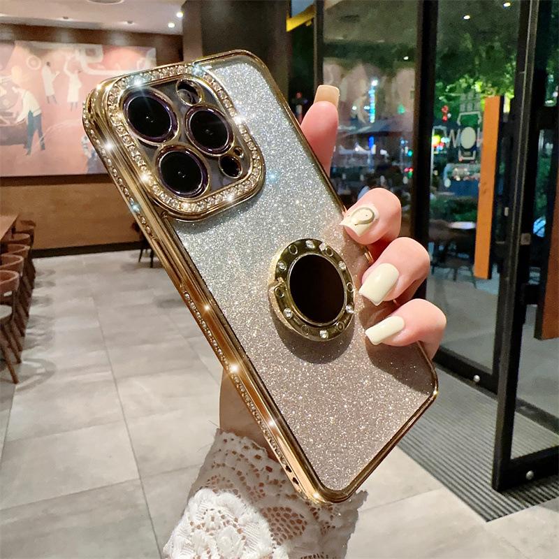 Чехол Goddess Rhinestone Glitter с магнитным кольцом для iPhone 13/14 Pro Max