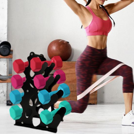 4-уровневая стойка для гантелей Сверхпрочная стойка для весов с ручкой Компактная А-образная металлическая подставка для гантелей для домашнего спортзала