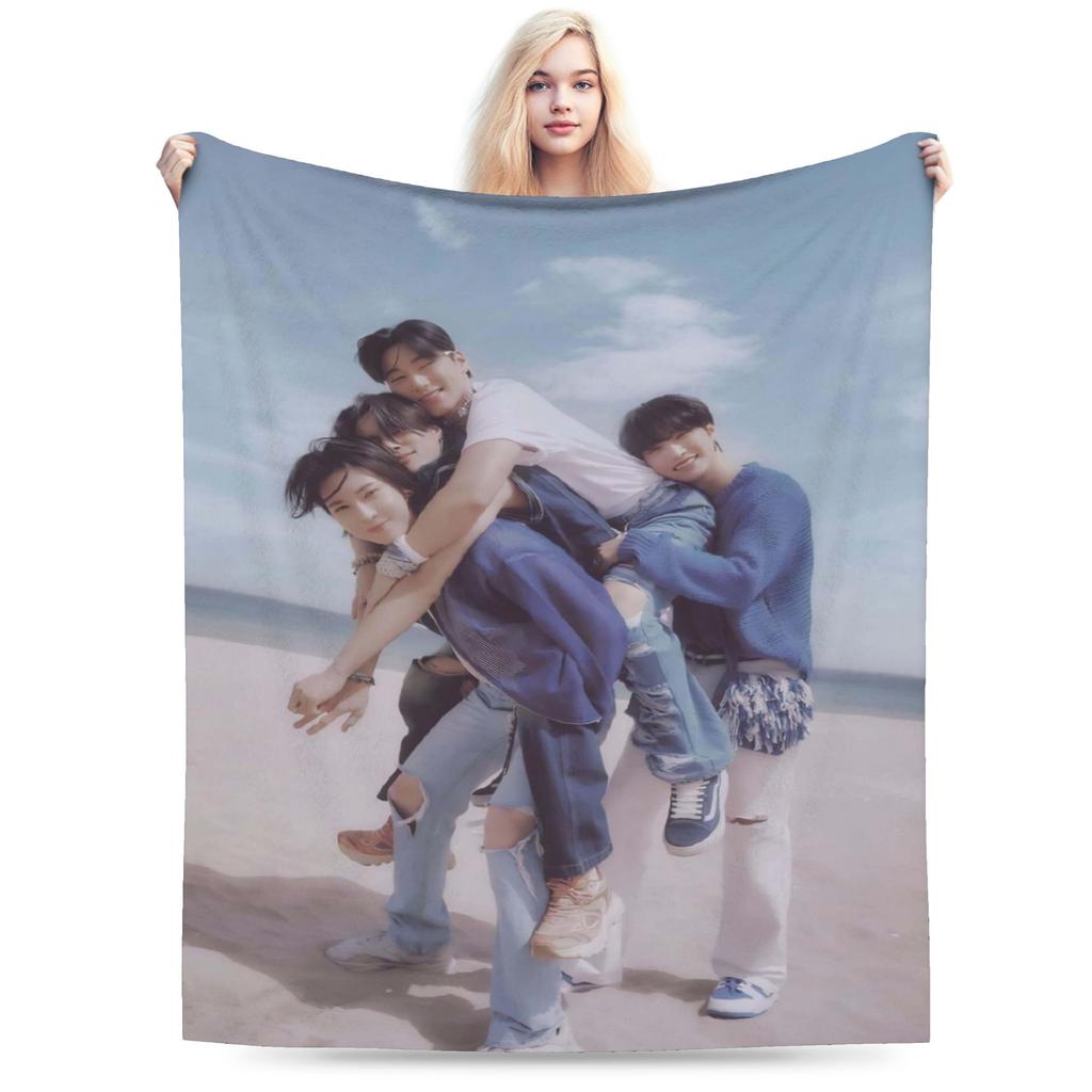 Kpop A-AteezS Blanket Soft Comfortable Plush Bedding Throws For Girls Boys Outdoor Flannel Bedspread Bed Cover