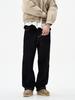 Men's 2025 White Fleece Wide Leg Black Jeans - Non-Stretch, Versatile, Casual, Loose Fit.