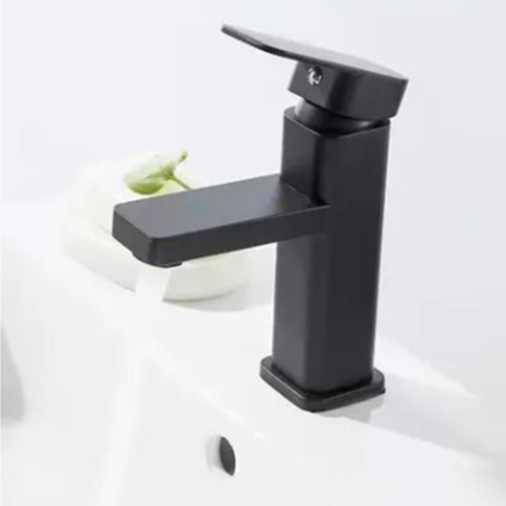 Kitchen Sink Faucet Cold Hot Water Plastic Quadrate Black for Bathroom Kitchen Hotel