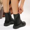 Fashion New Women's Flat Bottom Boots Lace Up 2024 Fashion Women's Zipper Boots Women's Ankle Boots Solid Color