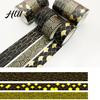 Golden Foil Washi Tape 3 Rolls Tape, Retro Plaid Leaf Pattern Decorative Journal Masking Adhesive for DIY Crafts, Journal, Planner, Scrapbooking