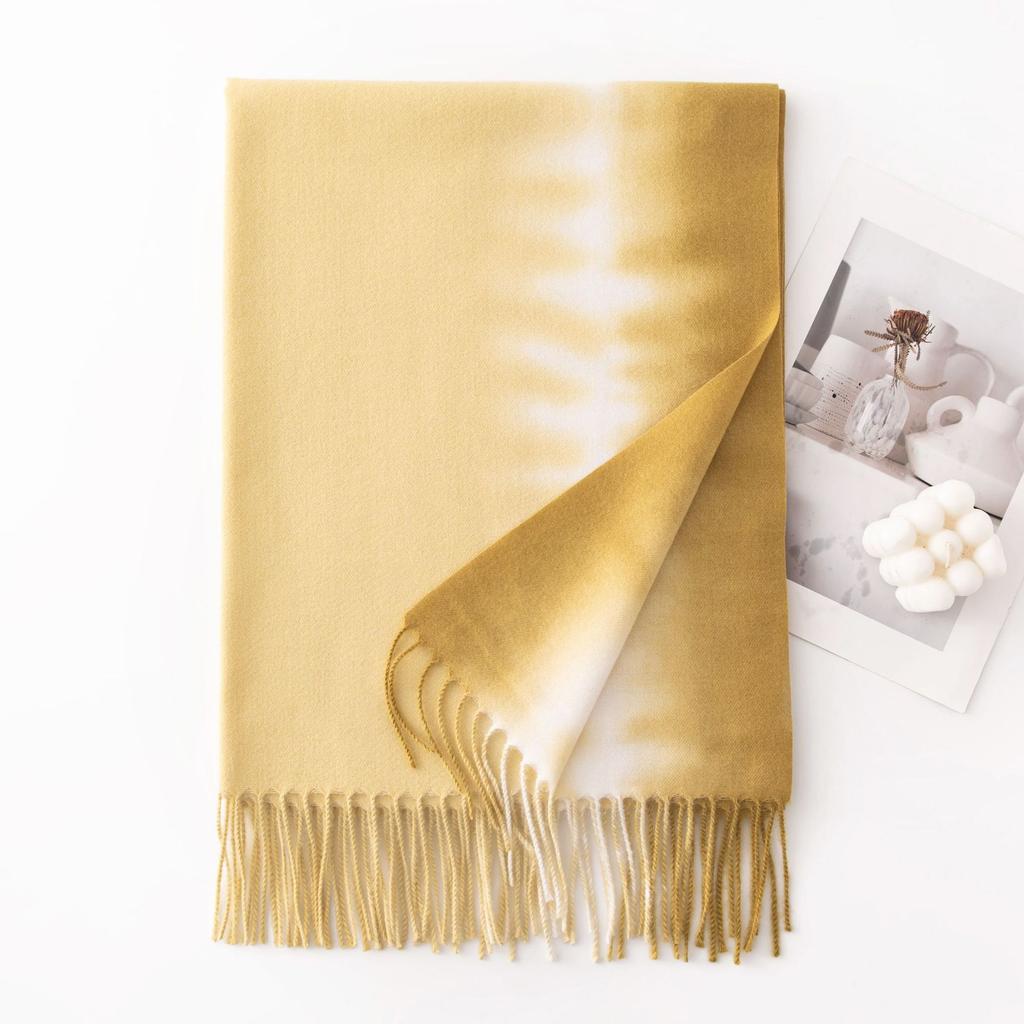 Luxury Cashmere Winter Scarves Gradient Handkerchief Warm Pareo Cape Pashmina Shawl Chunky Headscarf Lady Elegant Poncho Turban