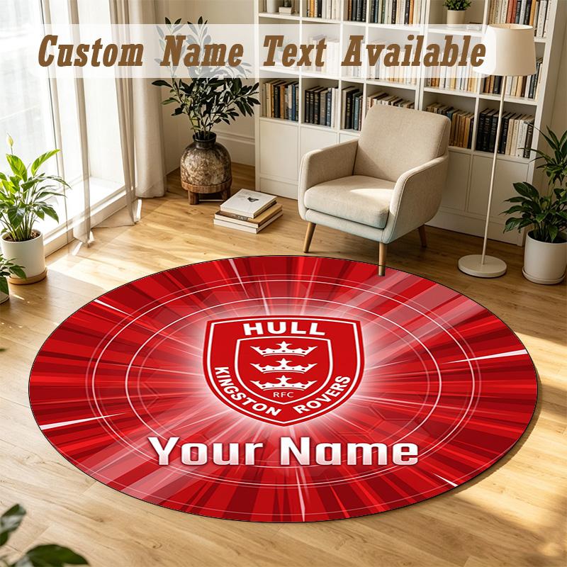 Round Rug Custom NameHull KR Pattern Non Slip Carpet Home Floor Decor