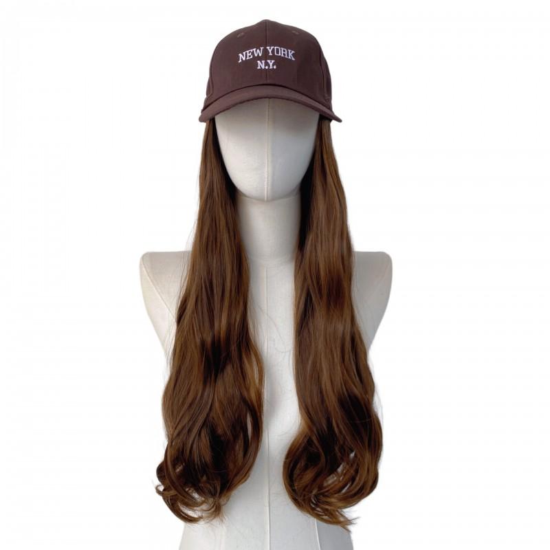 Korean Style Wavy Long Curly Wig Cap Synthetic Hair No Bangs Any Face Shape
