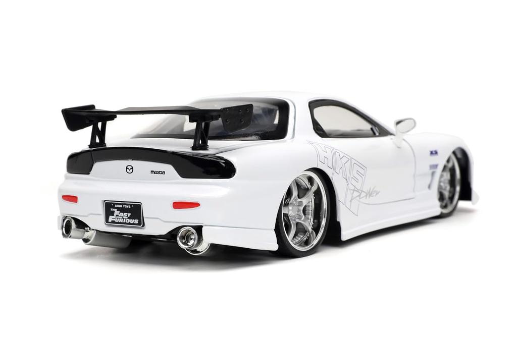 Jada Toys Fast & Furious Series 1/24 Scale F&F 1993 Mazda RX-7 White with HKS Logo, Finished Model, JADA32607