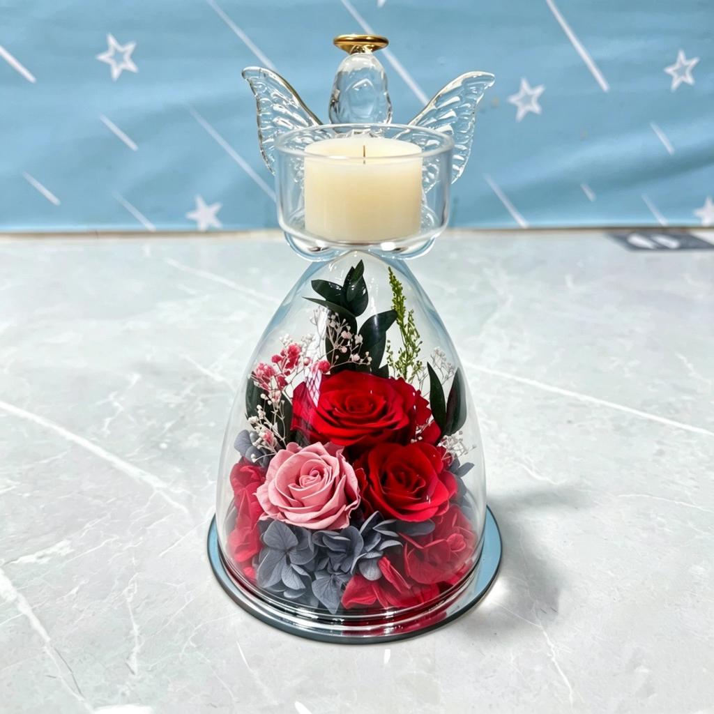 Angel Immortal Flower Rose Finished Scented Candle Christmas Valentine's Day Gift Ornament