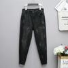 Женские весенние и осенние четырехсезонные тонкие однотонные свободные тонкие повседневные длинные эластичные джинсы больших размеров