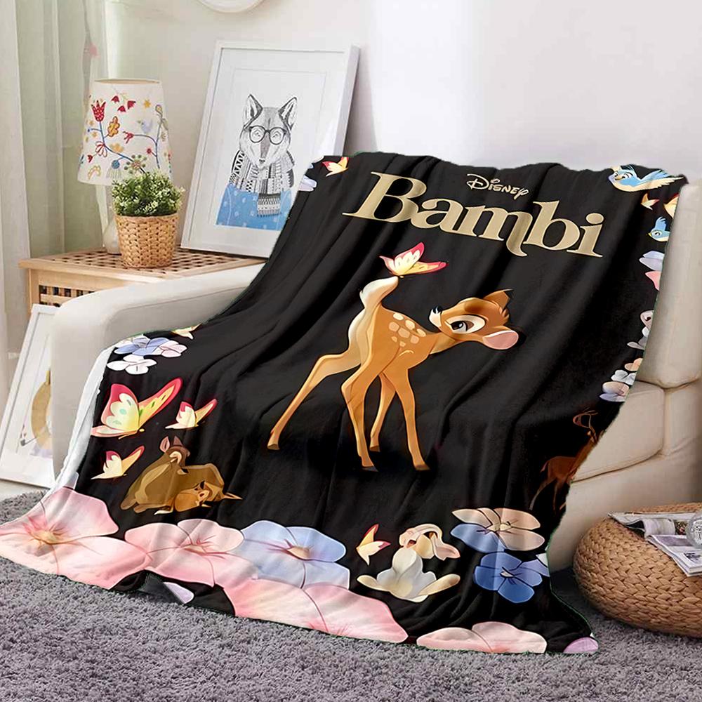 Carton B-Bambi Fawn Print Flannel Queen Blanket - Soft Cozy Blanket for Couch, Sofa, or Bed, Office Travel Camping Holiday Gifts