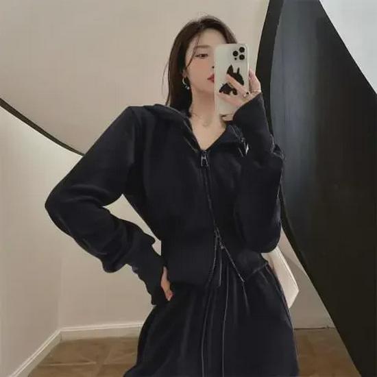 Women's Spring & Autumn Korean Style Hooded Sweater Set - Casual Slim-Fit, Loose Sportswear, Perfect for Students
