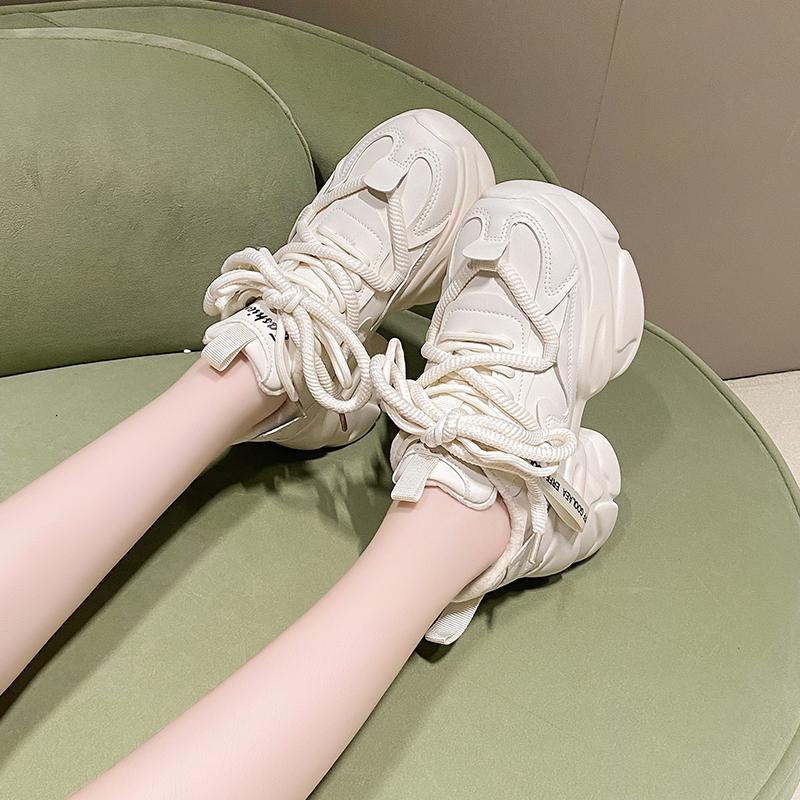 Aphixta 2024 Кроссовки Ботинки Увеличивающие Рост Женская Обувь Платформа Массивная Подошва Ботинки Толстая Подошва Обувь на Шнуровке Женская