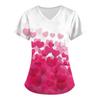 Women Working Uniform Smile Heart Print Cartoon Cat Dog Short Sleeve V-neck Tops Femme Blouse Nurse Work Wear Medical Uniforms