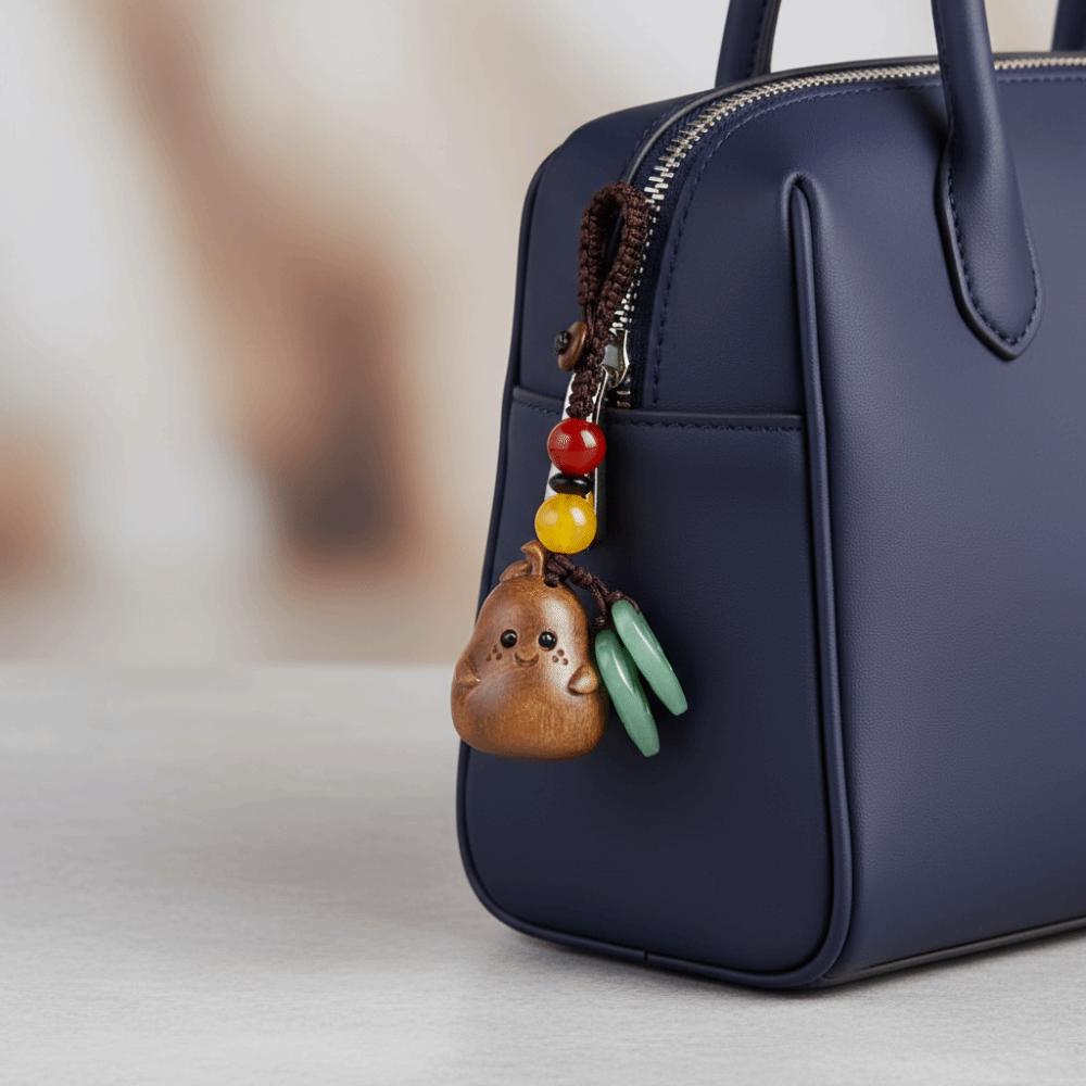 Cartoon Pear Key Chain Handmade Rope Wood Phone Chain Creative Chinese Style Key Ring  Couple Gifts