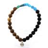 Bracelet - A Bijoux - Blue Apatite - Matte Black Onyx - Wood - 8 Mm