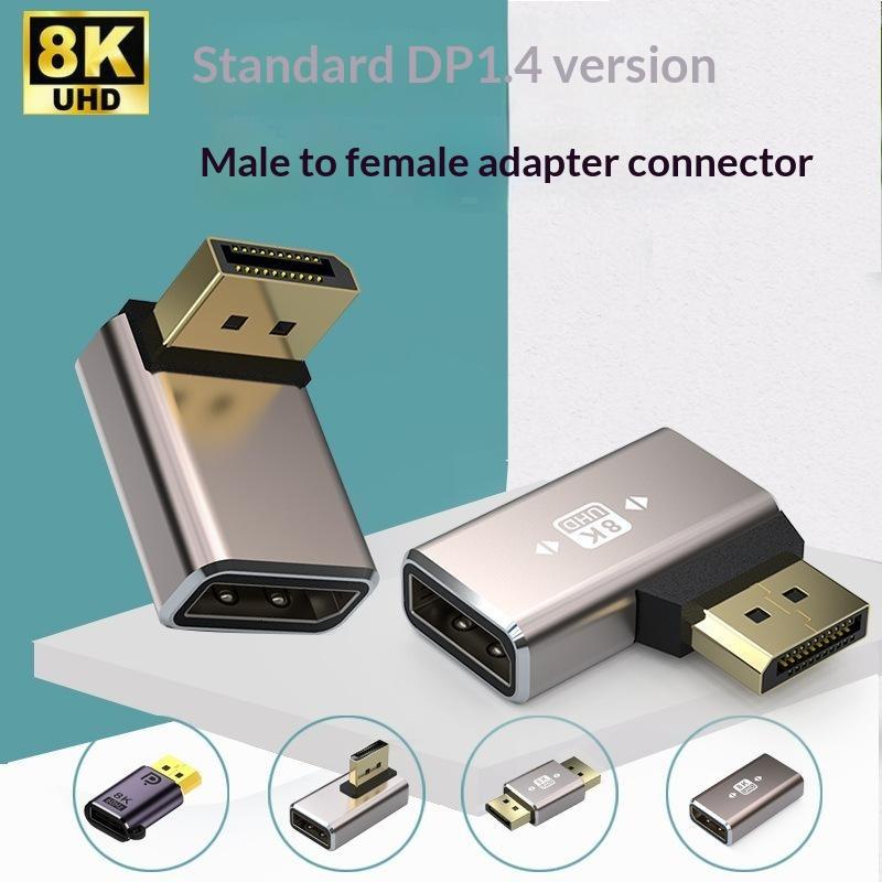 Угловой DP 1.4 Адаптер DisplayPort Папа-Мама 90-градусный Разъем для Подключения Домашнего Офисного ПК Ноутбука Монитора