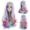 Long Curly Wigs Colorful Rainbow Wig Women Cosplay Synthetic Hair High Temperature Fiber Fake Hair Halloween Party Play Perucas