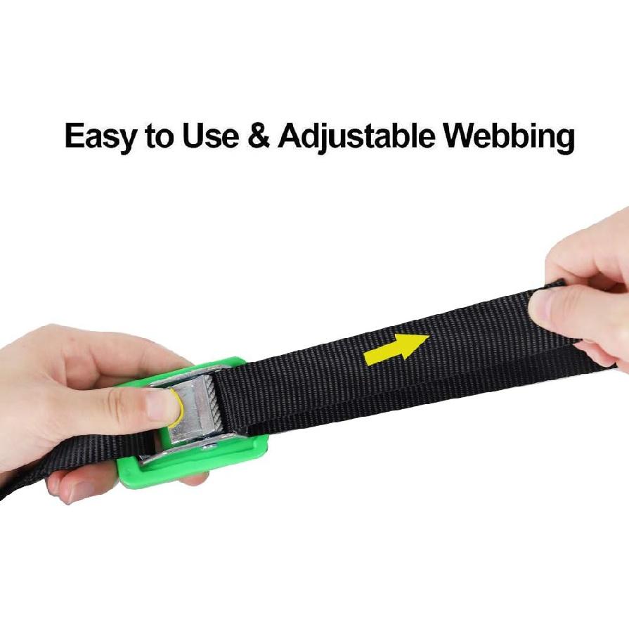 XSTRAP STANDARD Мягкая пряжка-фиксатор с кулачковым замком 6 шт. 8 футов Ременные стяжки для мотоспорта, Черные стяжные ремни, Поставляются с мешком на шнурке, Для крепления груза, багажа,