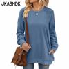 Women's Fashion Casual Spring Autumn Solid Color Print Long Sleeve O-Neck Blouses & Shirts Pullovers