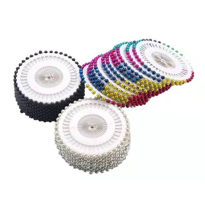 Круглые перламутровые швейные булавки разных цветов с круглым держателем