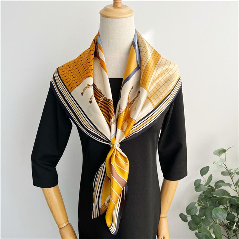 88*88 см квадратный шелковый шарф женский модный принт маленький шейный платок офисный женский пояс для волос носовой платок женский платок шаль