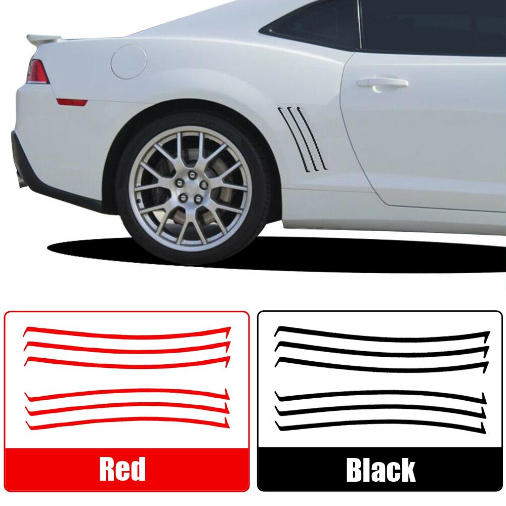 6Pcs Car Vent Insert Stripes Decal Inlay Shark Gill Air Flow Vent Sticker For Chevy Camaro SS RS LS 2010-2015