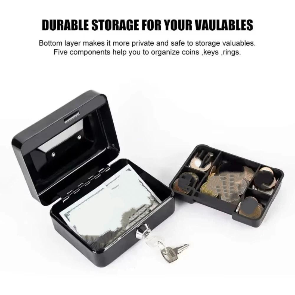 with Key Portable Key Safe Mini Size Lockable Coin Box Security Box Metal Money Box Adult Use