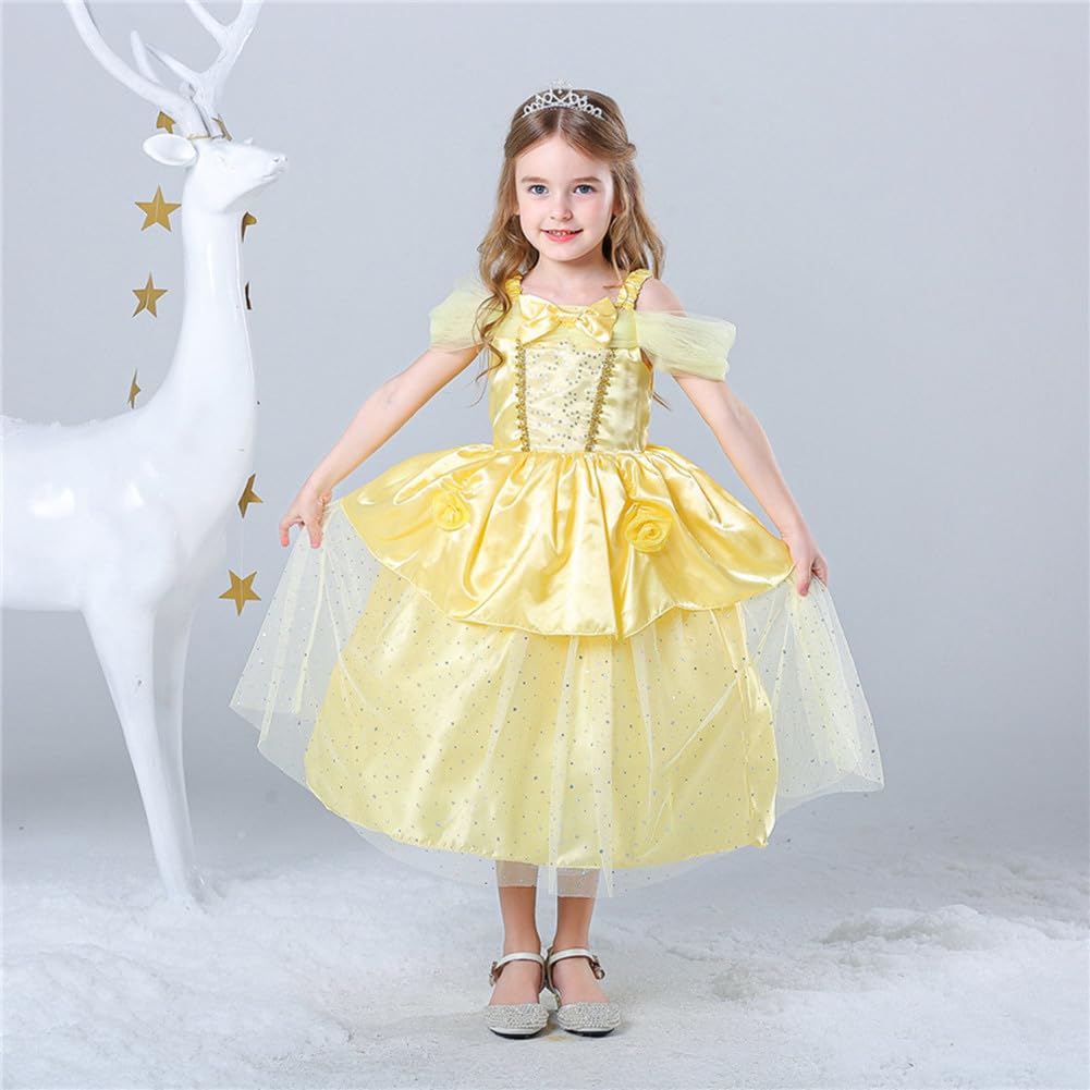 Belle Dress Kids Princess Dress Kids Dress Dress Set Kids Costume Cosplay Yellow One Piece Event Stage Costume Disguise Performance Fancy Dress