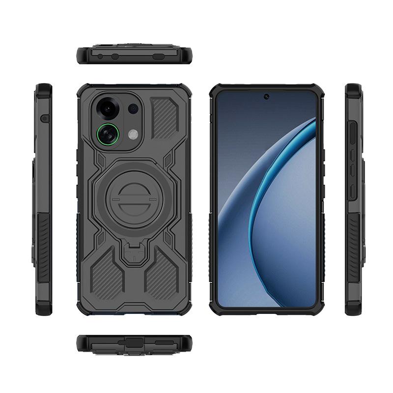Oppo K13 Turbo/K13 Turbo Pro Magnetic Ring Case 360° Rotatable [Military-Grade Drop Protection] + Metal Plate for MagSafe Phone Case