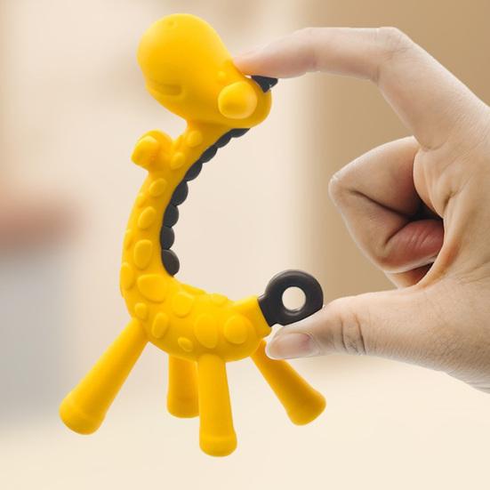 yangyizhi Baby Giraffe Teether, Silicone Chewing Toy for Soothing Gums, Anti-Choking Guard, Food Grade BPA-free Teething Relief Infants