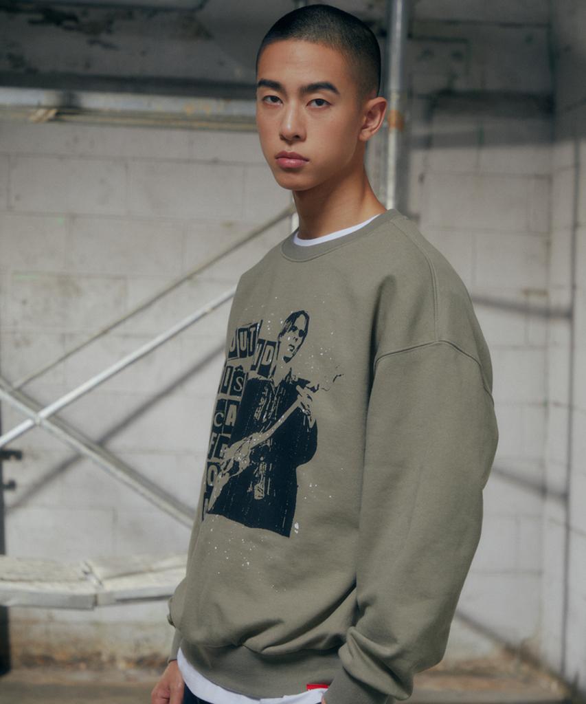 VISION STREETWEAR Vsw Rock Band Crewneck Khaki Gray