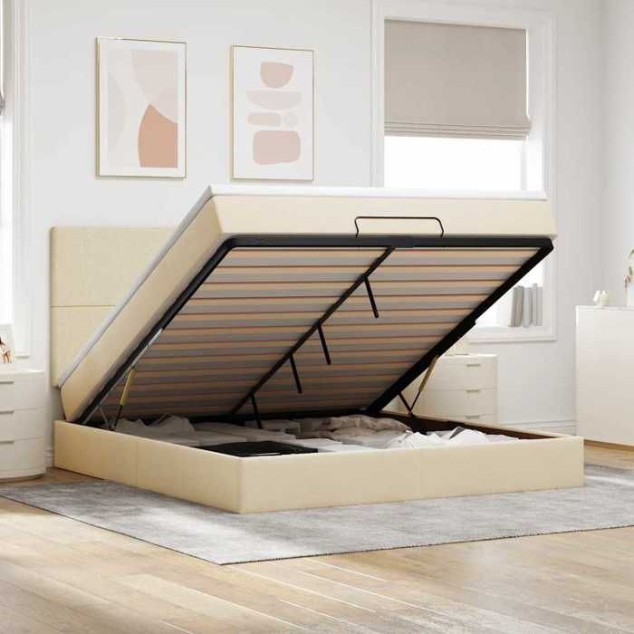 Maison Exclusive - Cadre de lit ottoman avec matelas crème 180x200 cm tissu