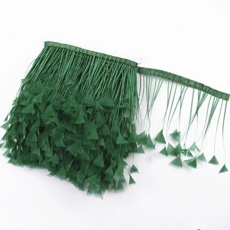 2Meters Colored Turkey Feathers On Tape Tassel Fringe Trim Decoration White Black Ribbon Sewing Dress Flecos Handicrafts Decor