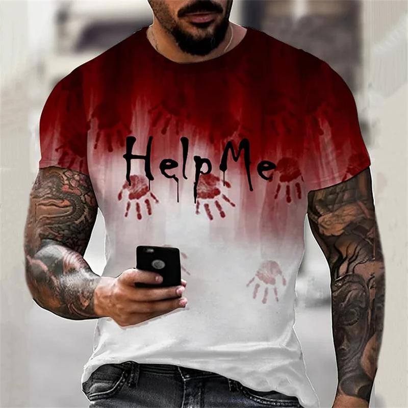 Новая популярная хип-поп мужская футболка с капающим кровавым черепом 3D-принтом модная футболка с коротким рукавом с рисунком ужасов топы Harajuku мужские футболки