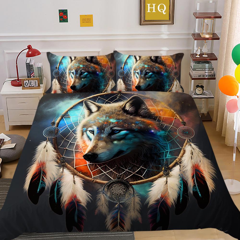 Пододеяльники с принтом волка King Size, комплект постельного белья из микрофибры, мужской мягкий высококачественный домашний текстиль