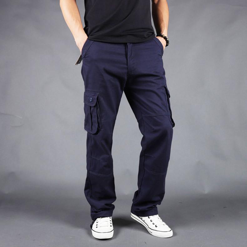 Мужская верхняя одежда для отдыха на открытом воздухе Брюки хип-хоп с несколькими карманами Длинные брюки мужские уличные танцы Свободные брюки большого размера в стиле милитари Универсальные брюки