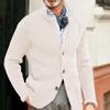 Мужская повседневная и модная однотонная теплая куртка-свитер, мужской трикотажный свитер с длинными рукавами и застежкой на пуговицы, со стойкой