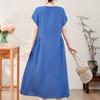 Элегантное женское летнее платье больших размеров, винтажная одежда, однотонные, с коротким рукавом, свободные длинные платья