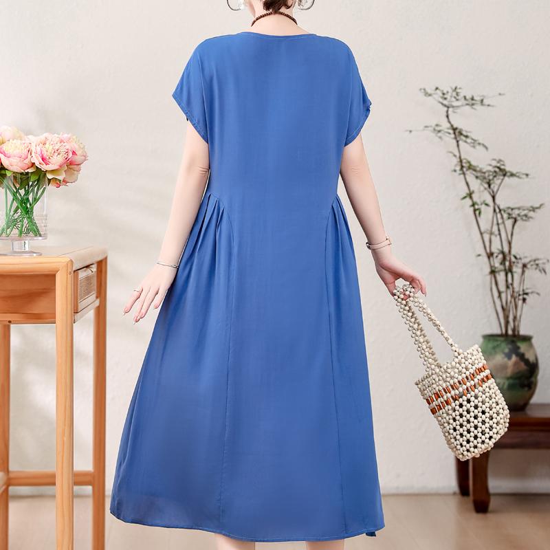 Элегантное женское летнее платье больших размеров, винтажная одежда, однотонные, с коротким рукавом, свободные длинные платья