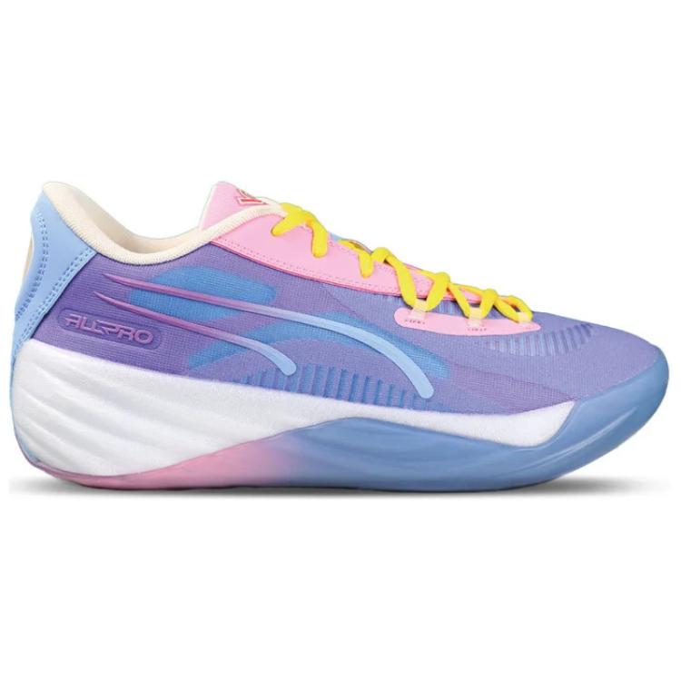 Puma All-Pro Nitro Unexpected Cushioning Slip-Resistant Durable Breathable Low-Top Basketball Shoes Unisex Sneaker Blue Pink 310492-01