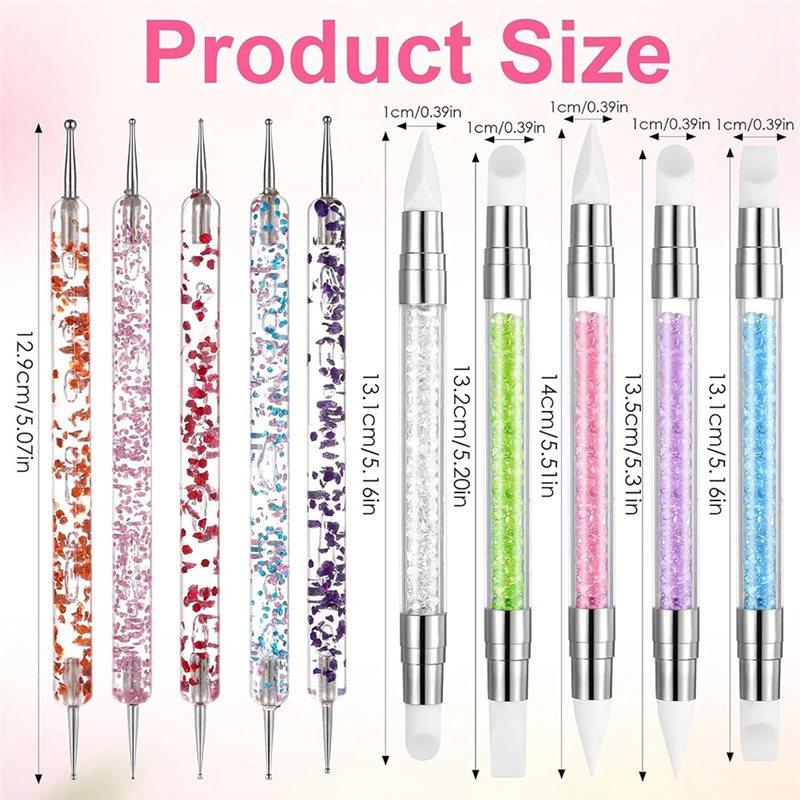 Тренд 2025 года Набор инструментов для нейл-арта 10 шт. Для доттинга и лепки - Двусторонние для дизайна, Золотая фольга, Резьба, Роспись и 3D-эффекты