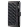 For iPhone 17 Wallet Case Rhombus Stitching Line PU Leather Phone Cover with Wrist Strap